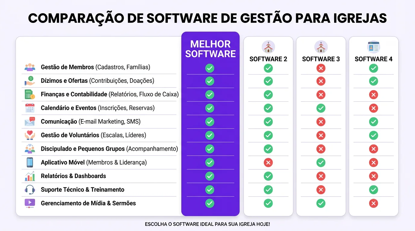 Melhor Software para Igrejas em 2026: Comparativo Completo