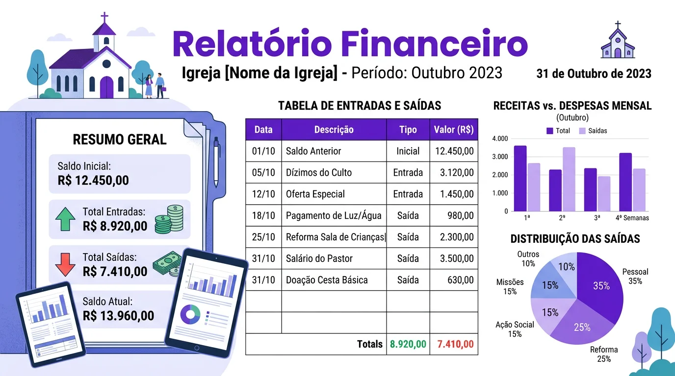 Como Fazer o Relatório Financeiro da Igreja: Modelo, Métricas e Passo a Passo