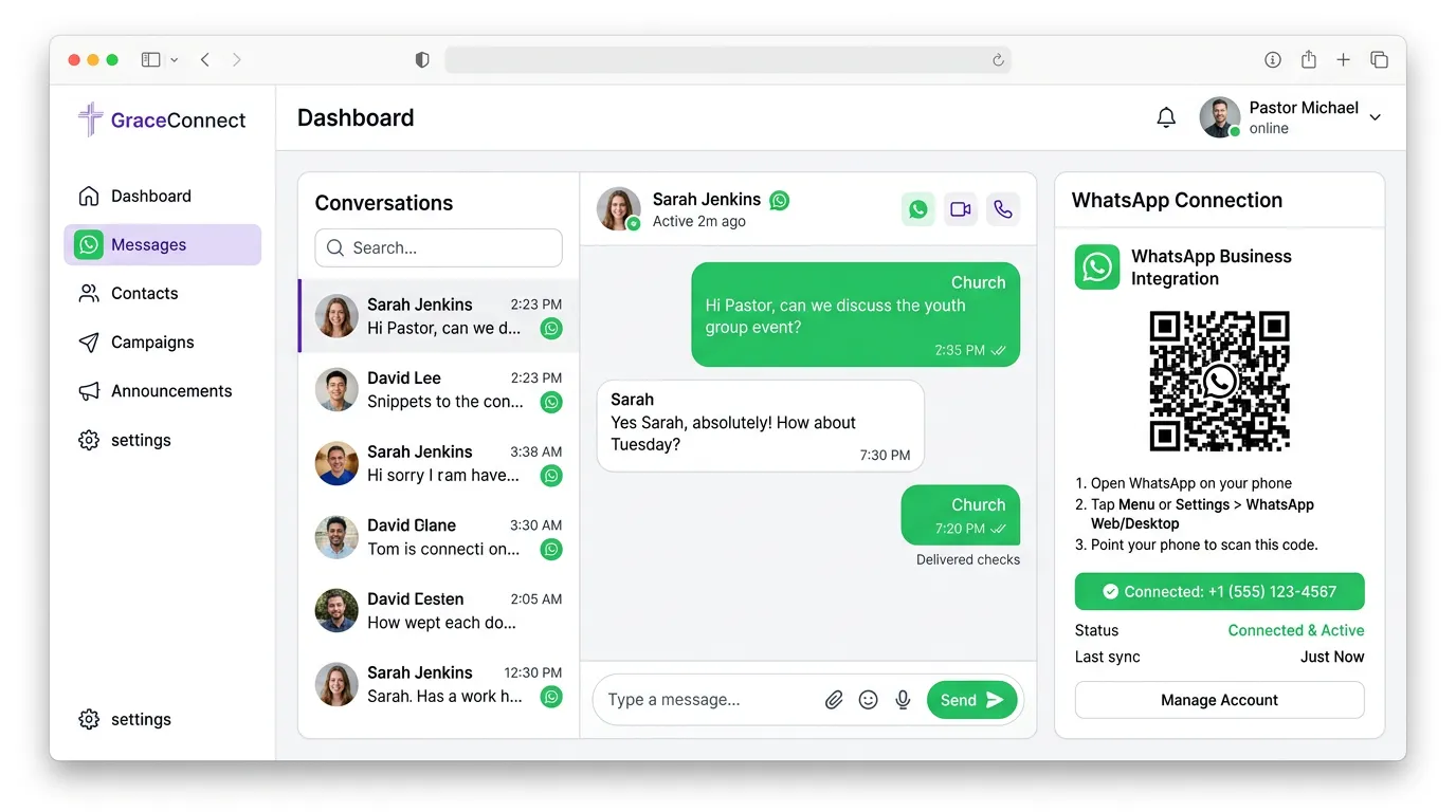 Integração de WhatsApp do ePastor